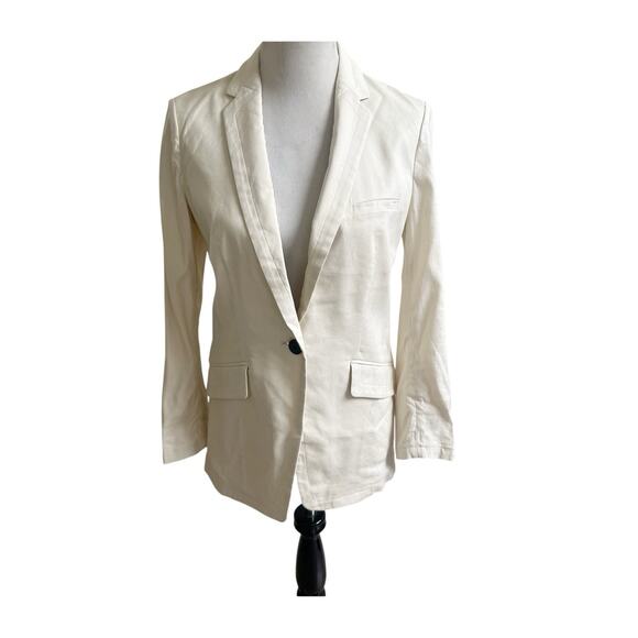 rag & bone Jackets & Blazers - Rag & Bone Cream Linen Margot Blazer Sport Coat with Notched Lapel Size 0